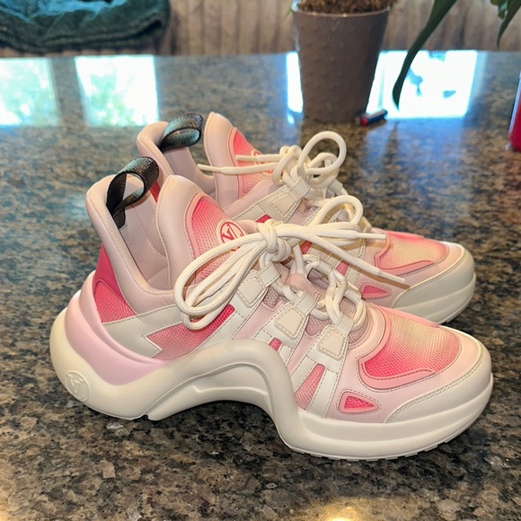 Louis Vuitton Pink and White Chunky Sneakers - Picture 2 of 6